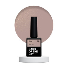 NAILSOFTHEDAY Cover base NEW 30 - półprzezroczysta naturalno-nudowa baza ze złotą drobinką, 10 ml